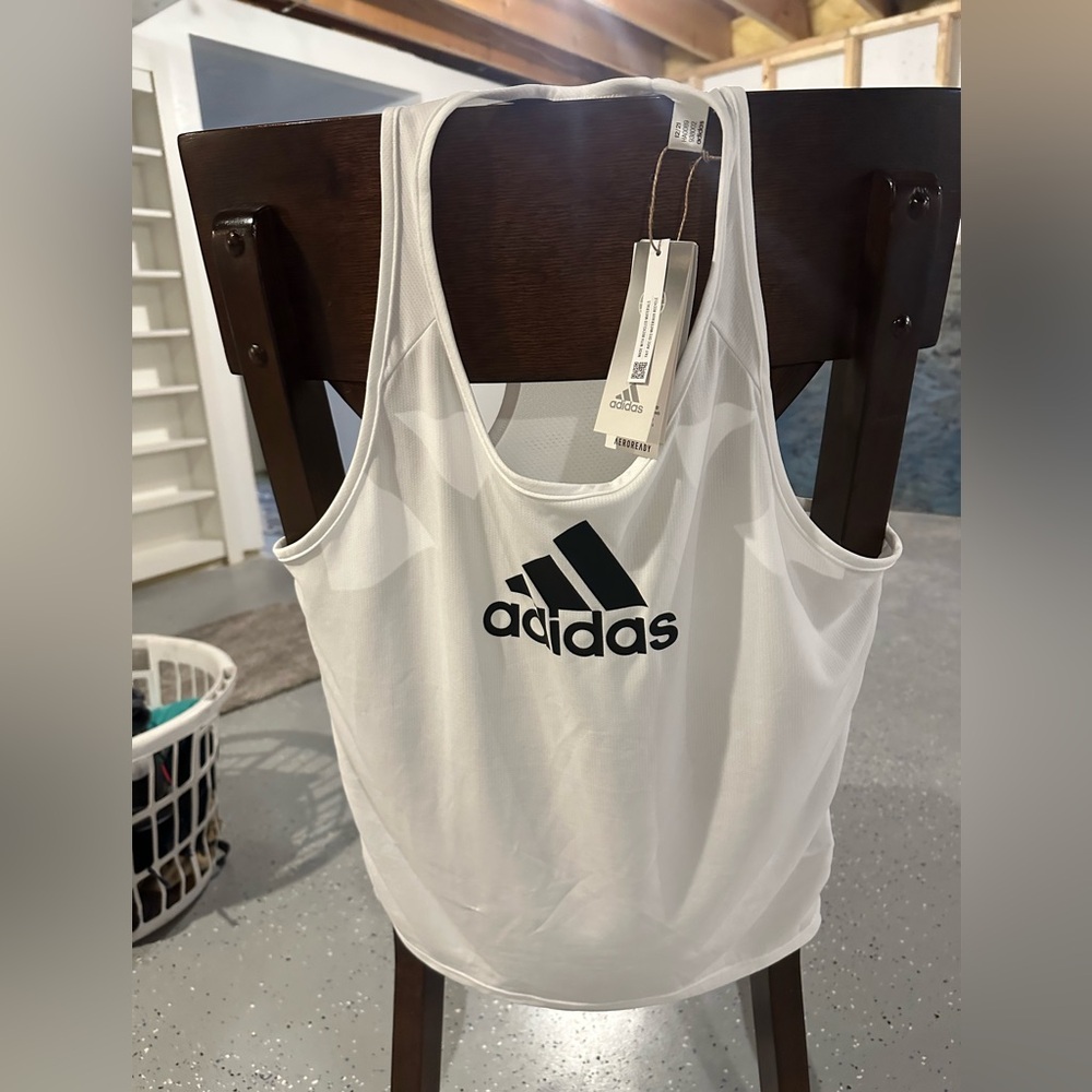 Adidas White Razor Back Tank Top